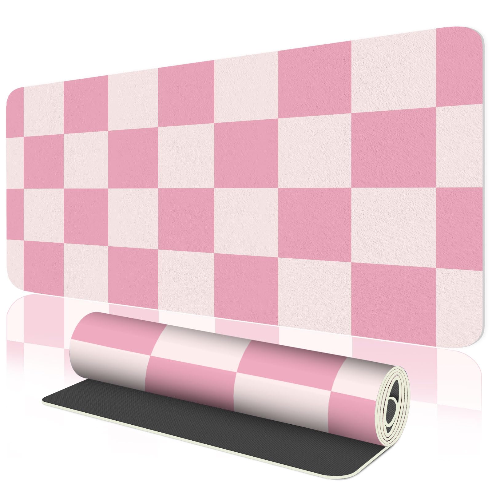 Tapis de Bureau en Cuir Rose Antidérapant Imperméable pour Souris et Clavier