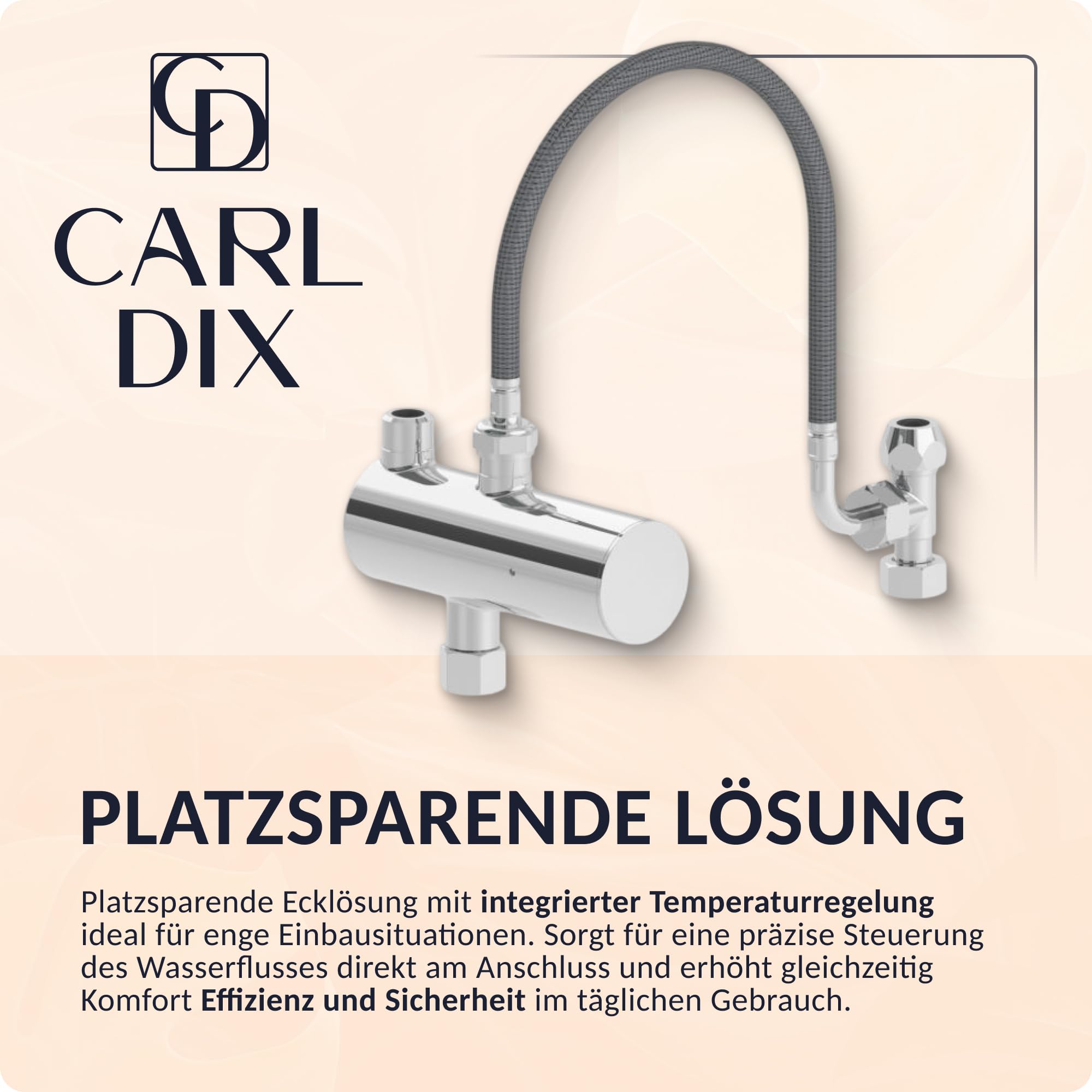 Eckventil-Thermostat Set 1/2 Zoll Chrom I Eckventil mit Thermostat und präziser Temperaturregelung I Wasseranschluss Ventil für Dusche und Waschbecken I Thermostatventil für Badinstallation