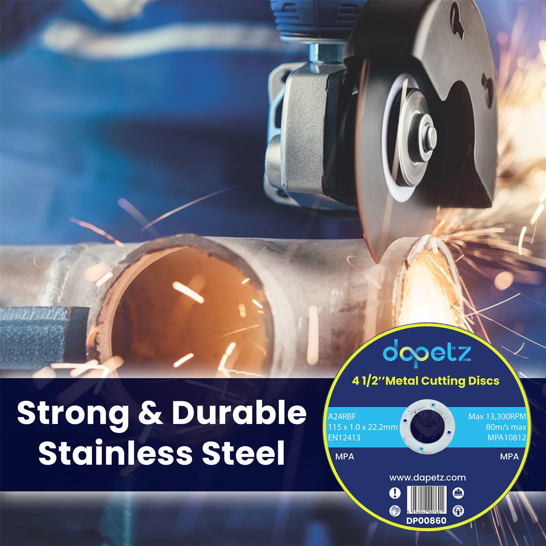 dapetz 100 x Discos de corte para metal 1mm Muy Delgado 4 1/2" 115mm DISCO METAL ACERO inox.