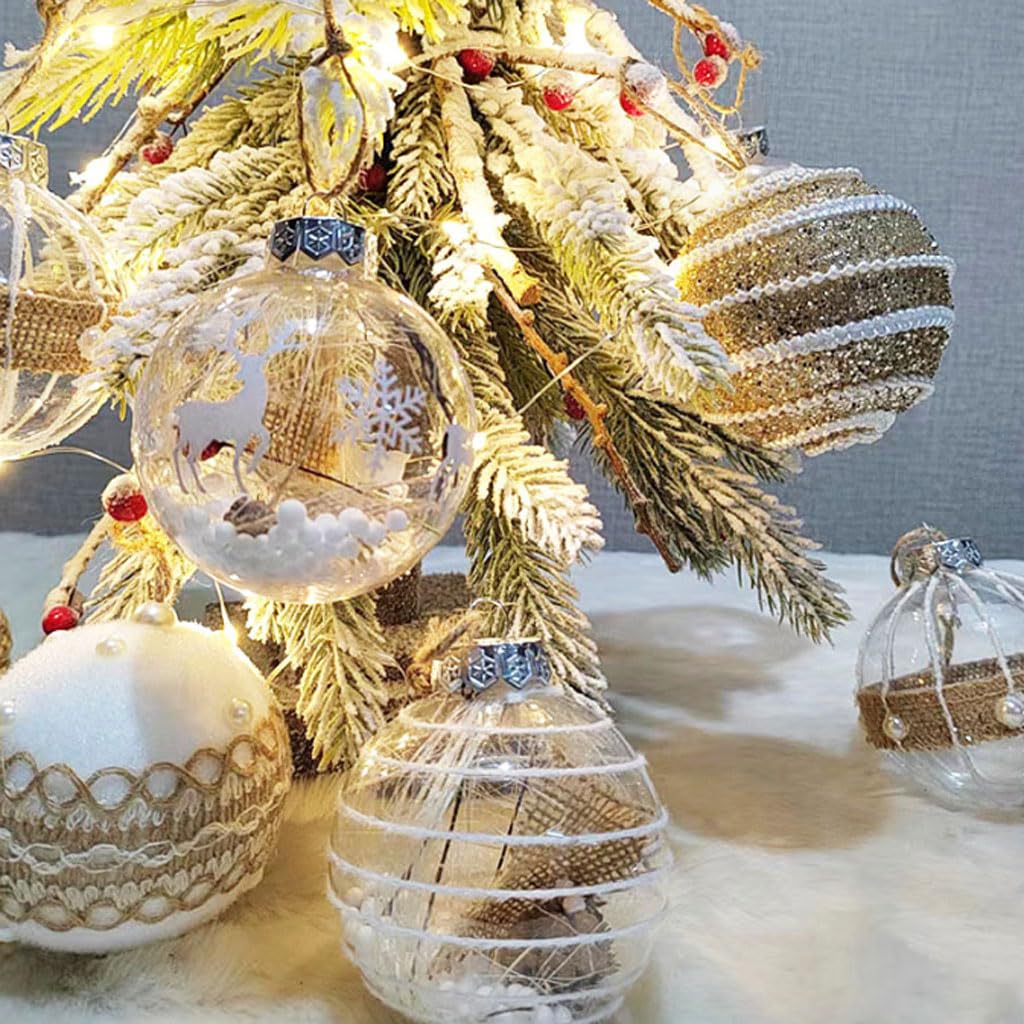Allgala 6-PK 3 Inch Luxe Glitter Rijke Decoratie Kerstboom Ornament Ballen (Champagne Zilver