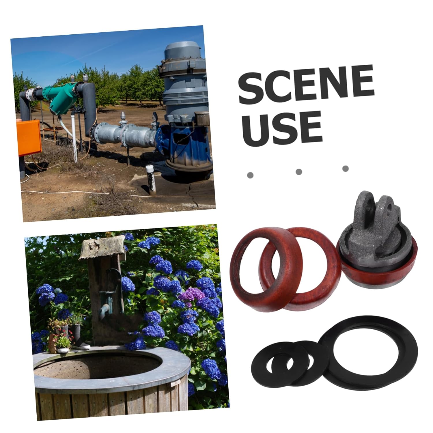 Manual Water Pump Plunger Kit Cast Iron Repair Parts with Leather Gasket Replacement for Hand Water Pumps Includes Piston and Gaskets for Easy Maintenance