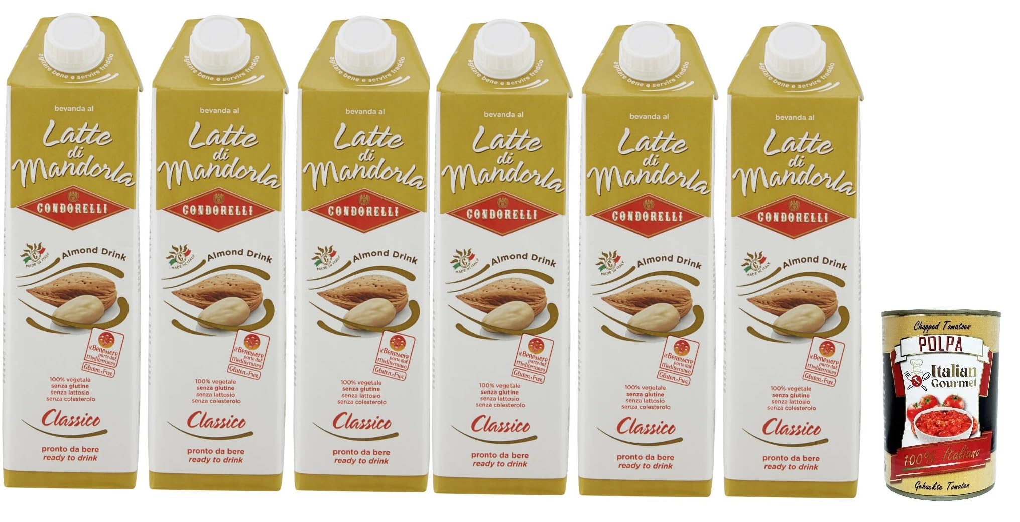Condorelli Almond Drink Classico 6x1 L pflanzlicher Mandeldrink glutenfrei laktosefrei italienisches Rezept