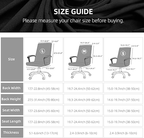 Miniatura 5 de Funda elástica resistente al agua para silla de oficina con cremallera duradera, universal, lavable, extraíble, de elastano, giratoria, protector de