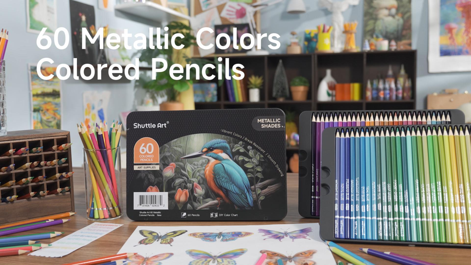 Amazon.com : Shuttle Art 60 Metallic Colored Pencils, Colored