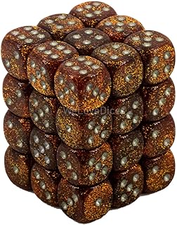DND Dice Set-Chessex D&D Dice-12mm Glitter Gold and Silver Plastic Polyhedral Dice Set-Dungeons and Dragons Dice Includes 36 Dice â€“ D6, Various (CHX27903)