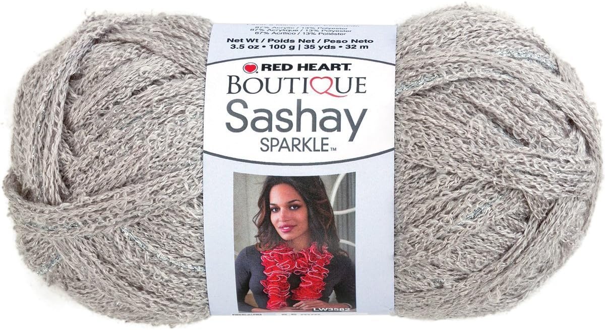 Red Heart Boutique Sashay Sparkle Yarn Platinum Silver Scarf Yarn