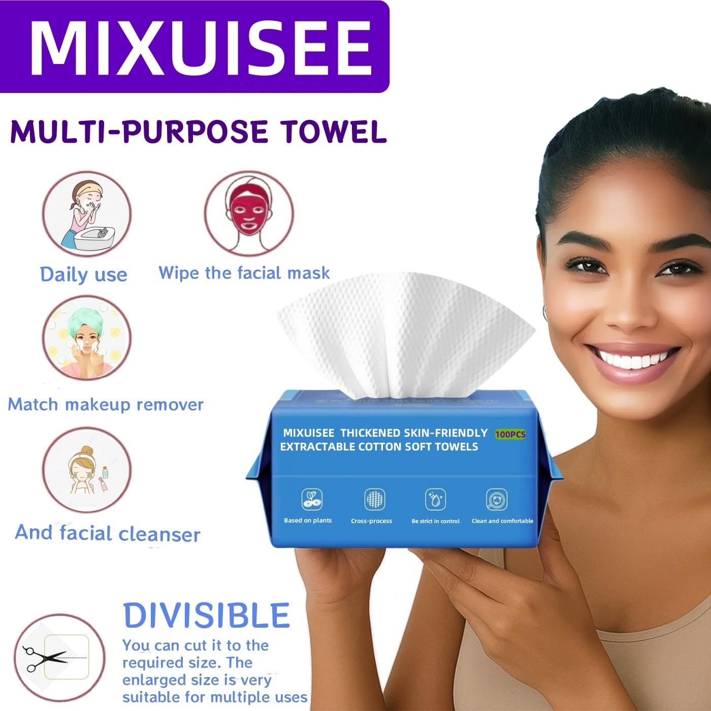 MIXUISEE-thick and soft Face Towels.Disposable face towel.100% Cotton facial cloths.Super thick 130%. Suitable for makeup removal and cleansing.and applicable to sensitive skin.(300 pieces)