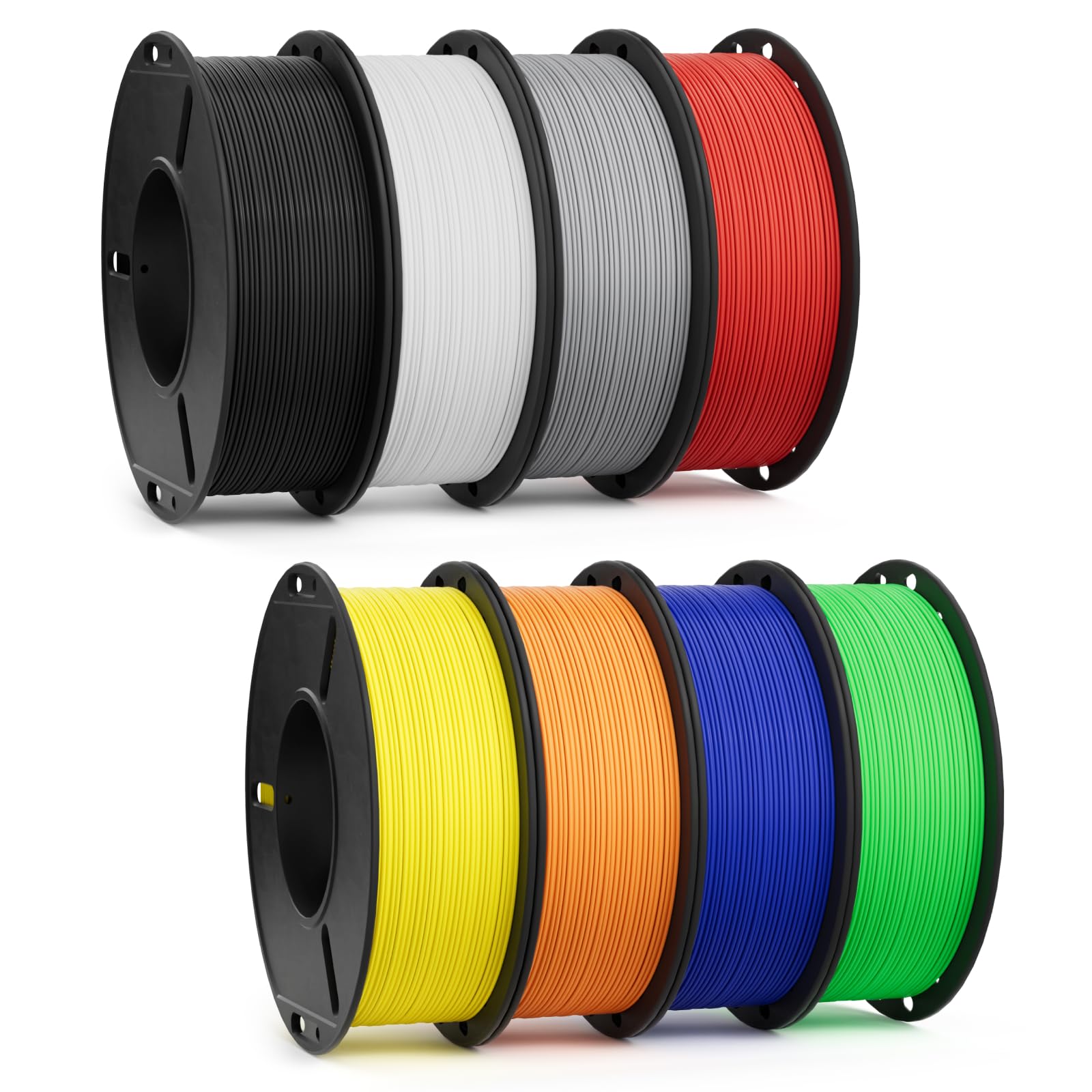 PLA 1.75mm 3D Printer Filament, 8 Pack 250g Bundle | Dimensional Accuracy +/- 0.02mm, Neatly Wound, No Clogging, Black/White/Pink/Purple/Translucent/Sky Blue/Brown/Beige