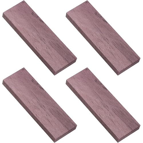 uxcell 4 Pcs Hardwood Lumber Natural Exotic Woods Blocks Hardwood Blanks Boards for Woodworking DIY Crafting Projects Wood Carving Knife Handle, 4.7" x 1.6" x 0.4", Rouge Color