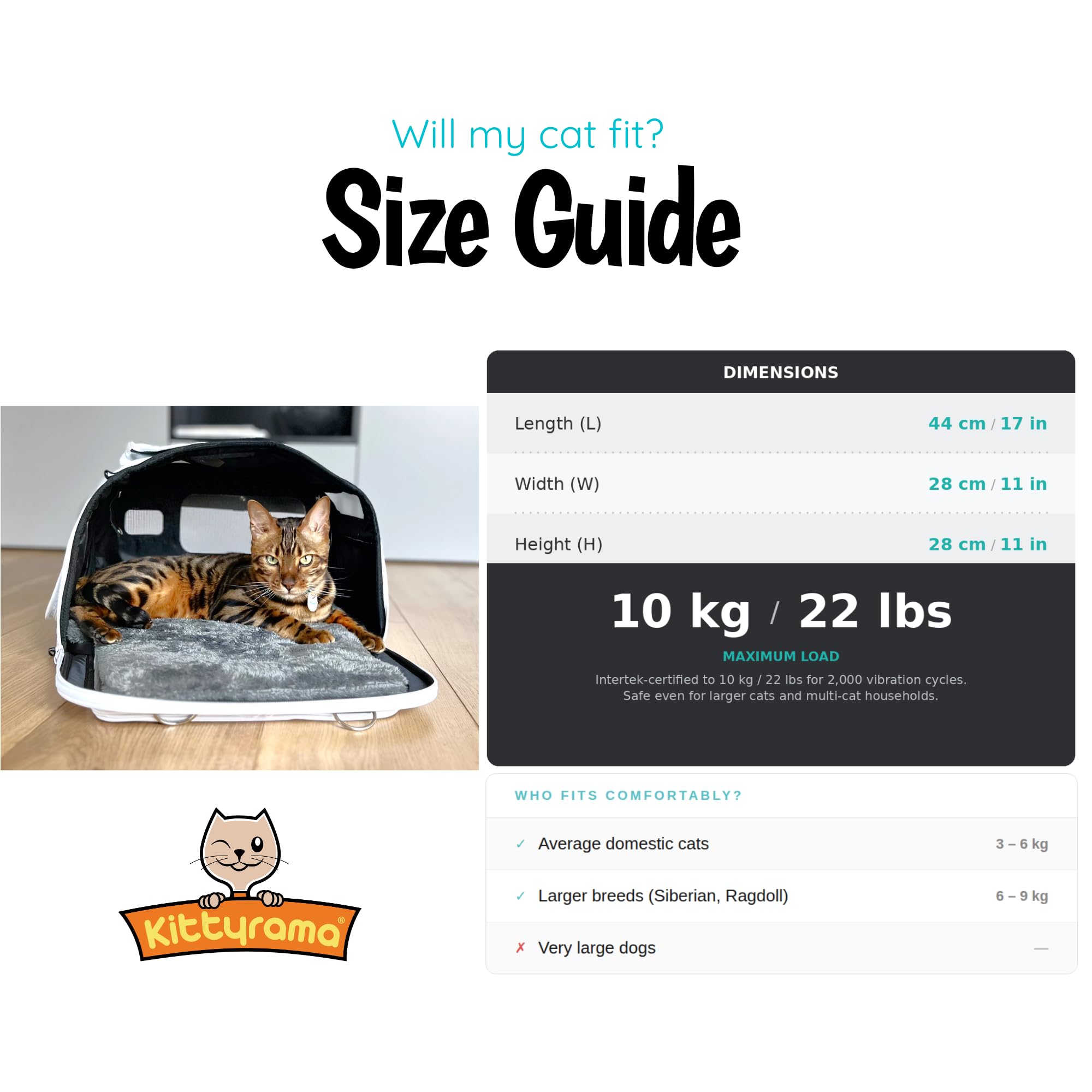 Kittyrama Soft-Sided Cat Carrier with Expandable Hideaway – Airline-Friendly Pet Travel Carrier, Top & Side Entry, Seatbelt Secure, Washable Mattress, Vet-Recommended Calming Den - image 5