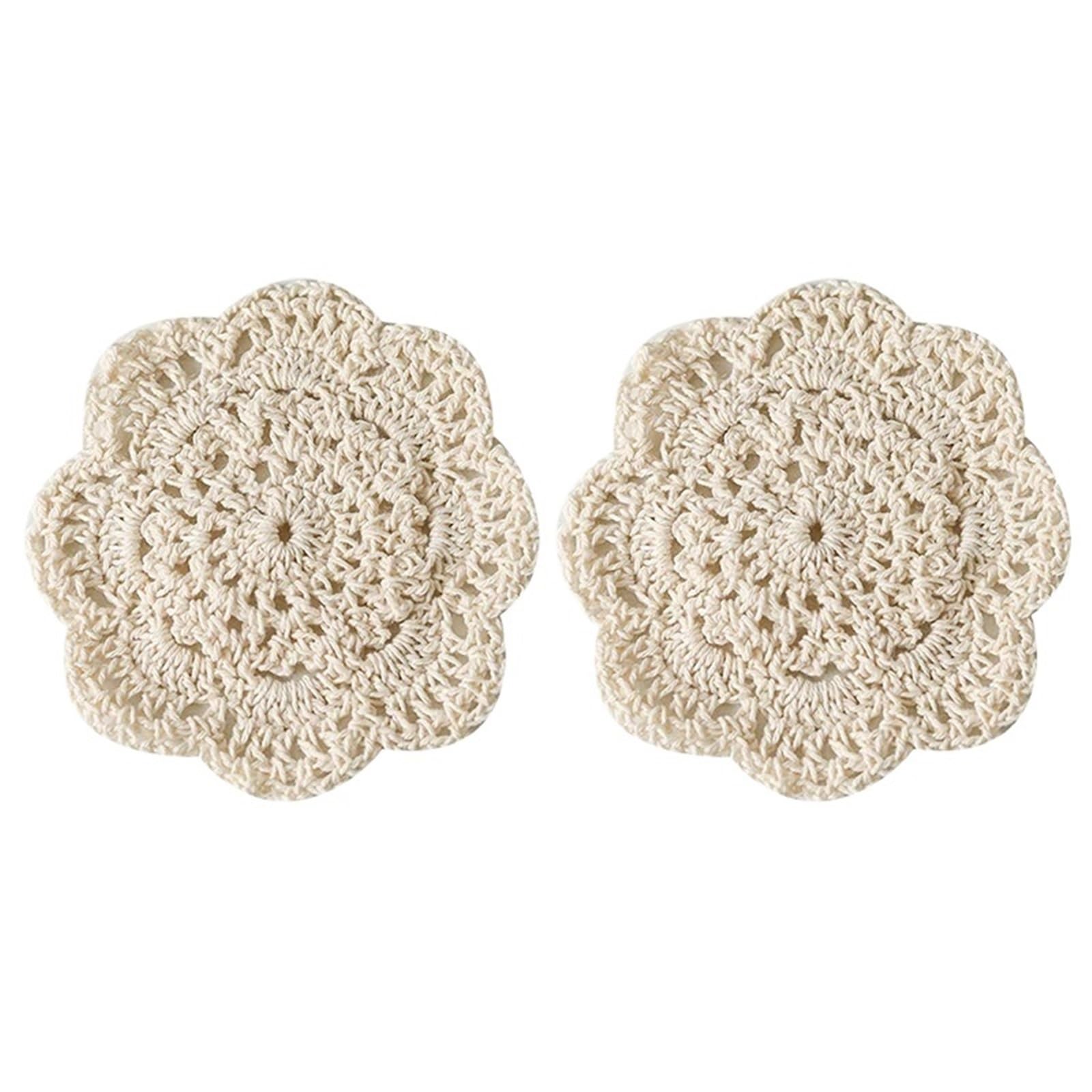 Sous-verres floraux au crochet de 10.5cm pour table basse et verre