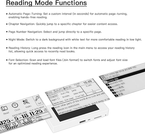 Miniatura 3 de Mini lector de libros electrónicos de 2.66 pulgadas, pantalla de tinta, dispositivos de lector E para ver archivos TXT y EPUB, con modo oscuro,