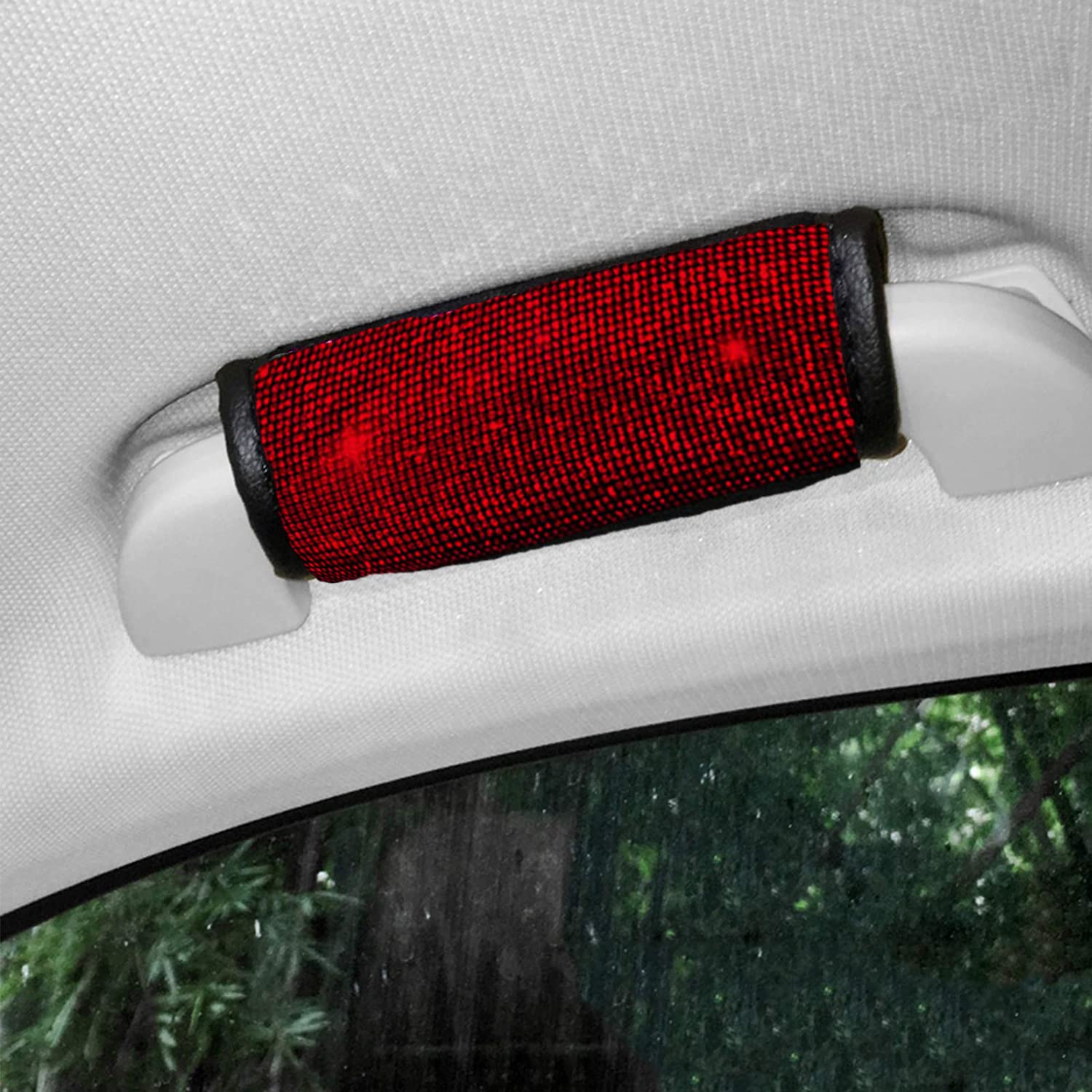 4 Pcs Crystal Diamond Car Door Handle Covers Bling Rhinestone Leather Handcraft Car Accessories Cover for Women Universal