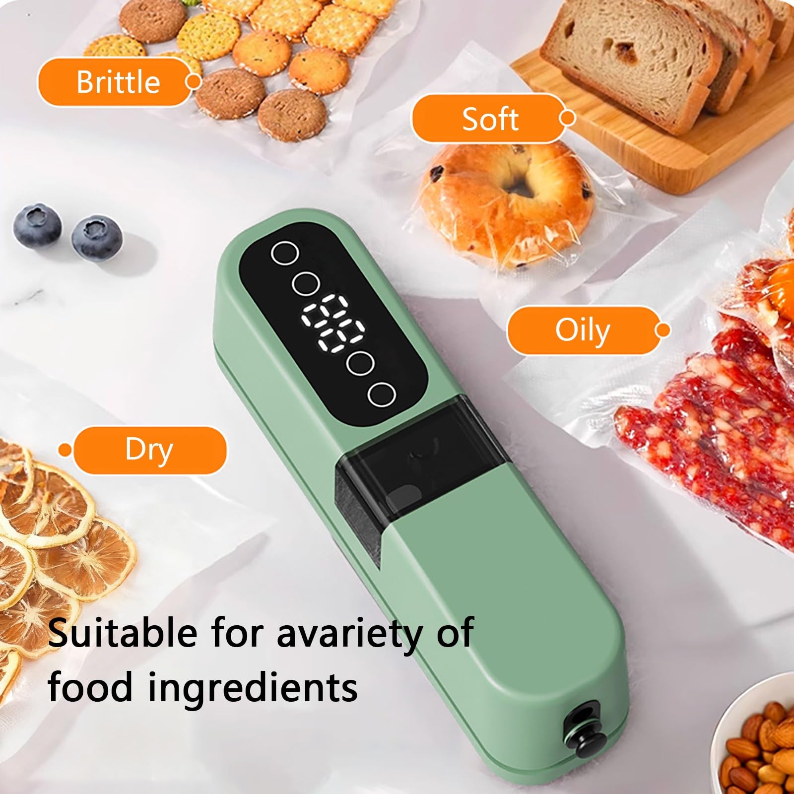 Máquina Compacta De Sellado Al Vacío, Sistema Automático Inteligente De Conservación De Alimentos para La Preparación De Carne, Queso y Comidas(Green)