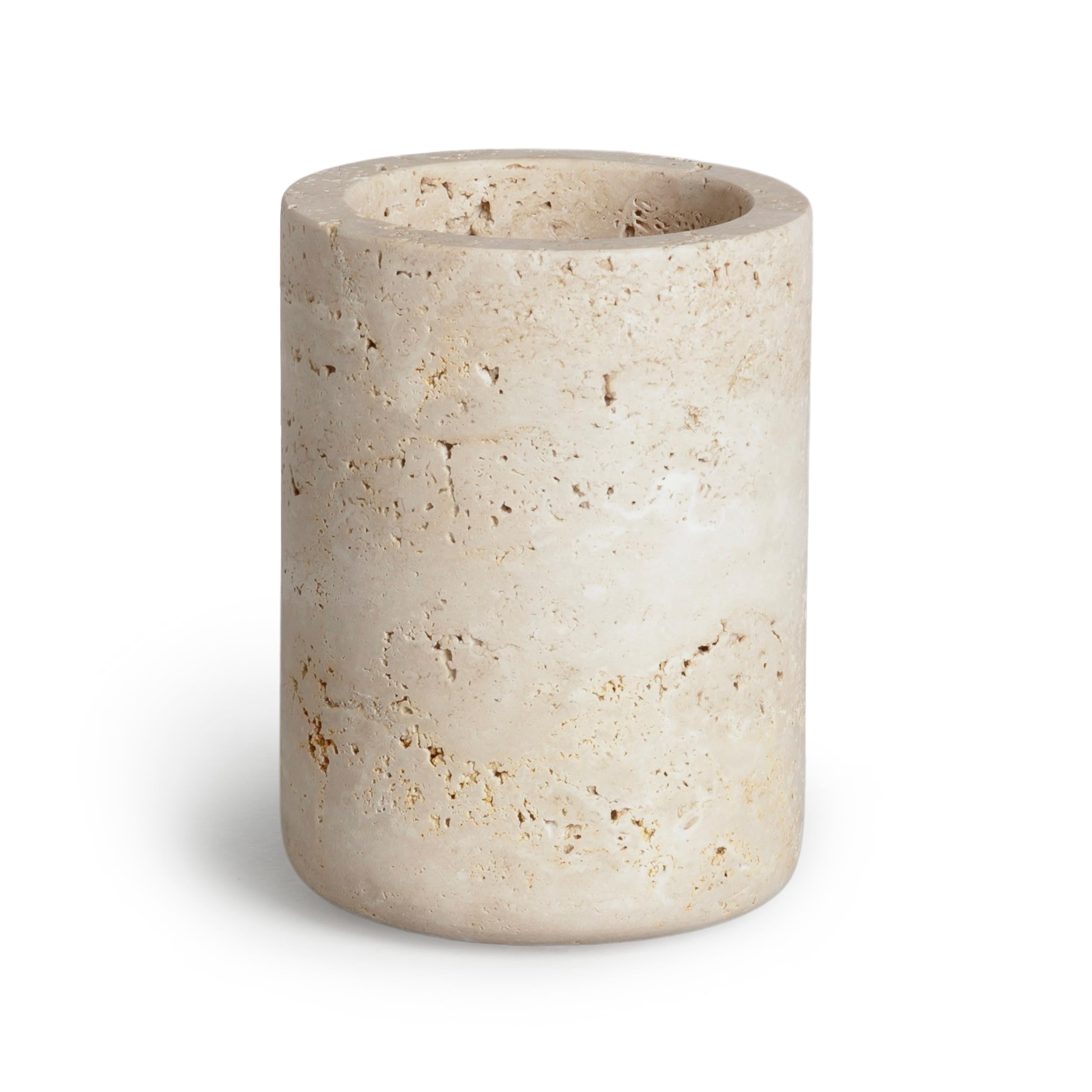 Möve Beige Travertine Grace Toothbrush Holder Diameter 8 X 10 Cm Limestone