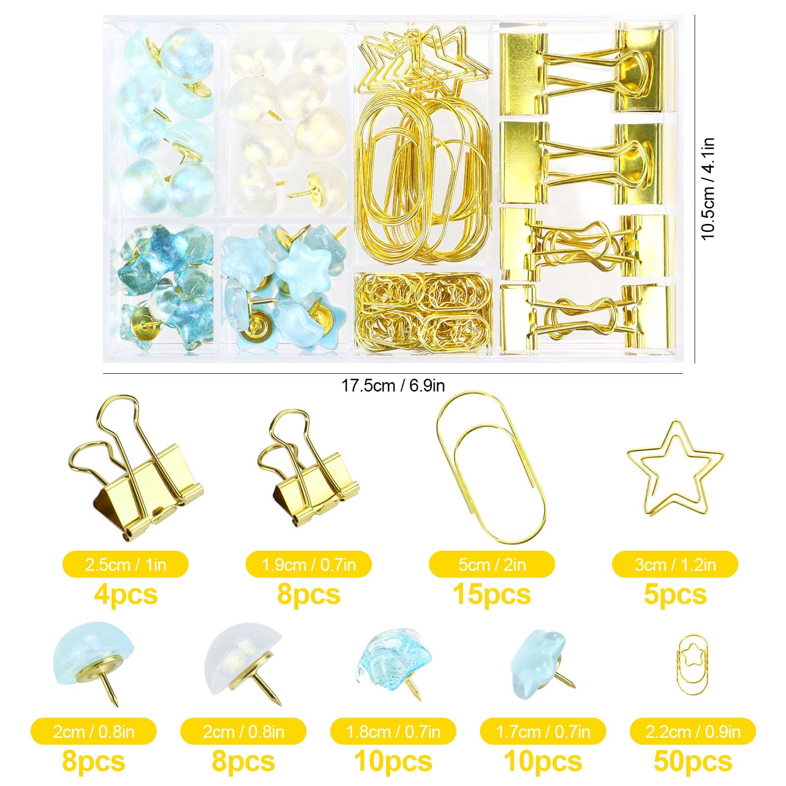 Lot de 118 trombones ronds pour classeur et fournitures de bureau à domicile et d'école (bleu)