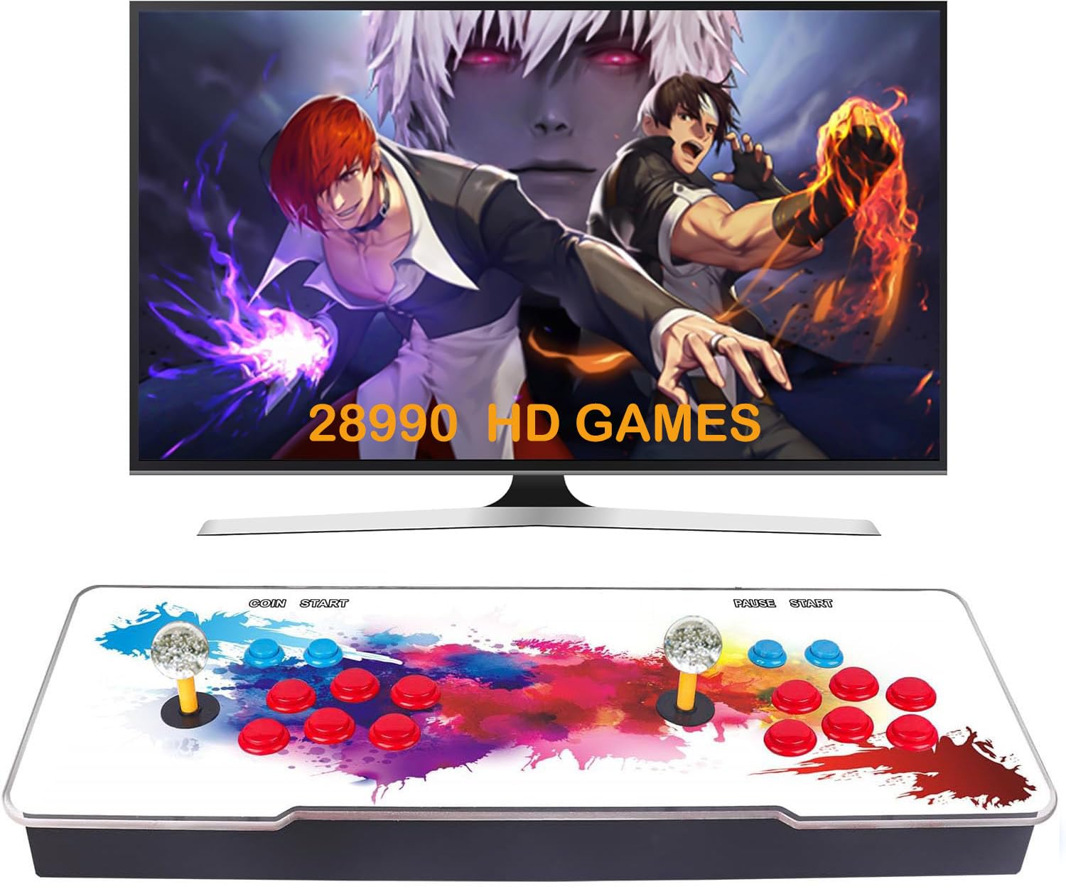 console di gioco arcade，Console Arcade Video, Console Pandora Arcade, con 28990 giochi e 8 pulsanti Console, Supporto per scheda TF + USB DIS, per PC/ PS3/ TV (VGA/HDMI/USB)