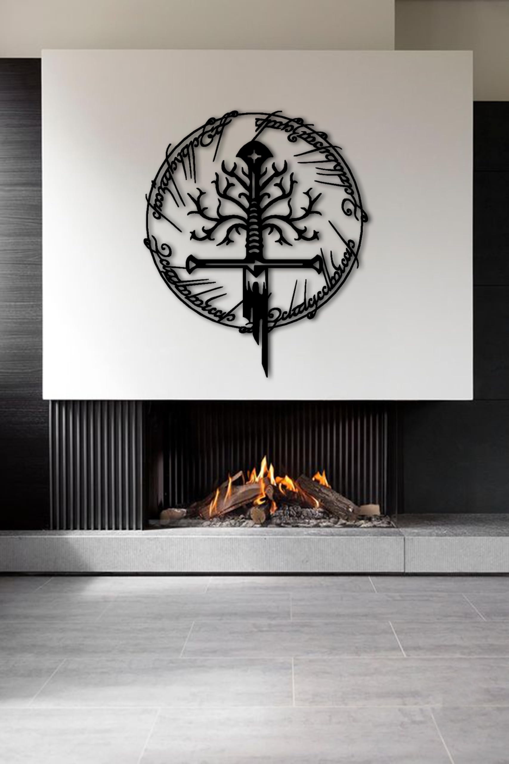 NORTH KAISER Herr der Ringe Metall Wandkunst, LOTR Wand Dekoration, Fellowship of the Ring Wand Schild, Geschenke für Ihn, LOTR Spielzimmer Schild (Weiß, 80 x 20 cm