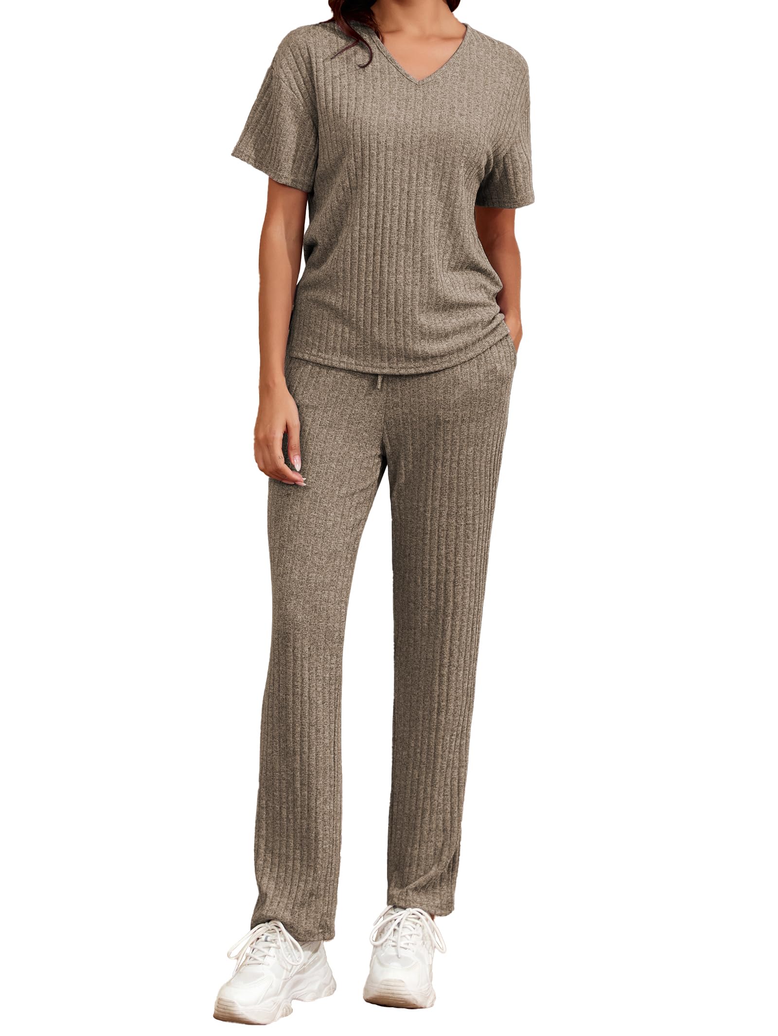 Piece Set Women Outfit Penkiiy Ribbed Knit Pieces Outfits For