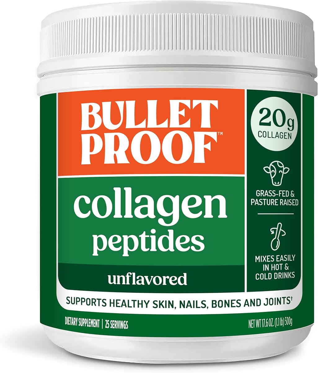 Bulletproof Unflavored Collagen Peptides Powder, 17.6 Ounces, Grass-Fed Collagen Protein and Amino Acids for Skin, Bones and Joints
