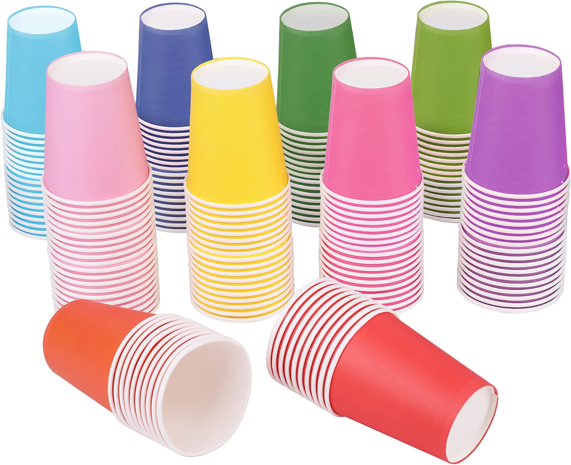 Yesland 200 Packs 7.5 OZ Disposable Party Paper Cups, 10 Colors Paper Drinking Cup for Water, Juice, Coffee or Tea, Perfect for Holiday Wedding Office Outdoor Activities