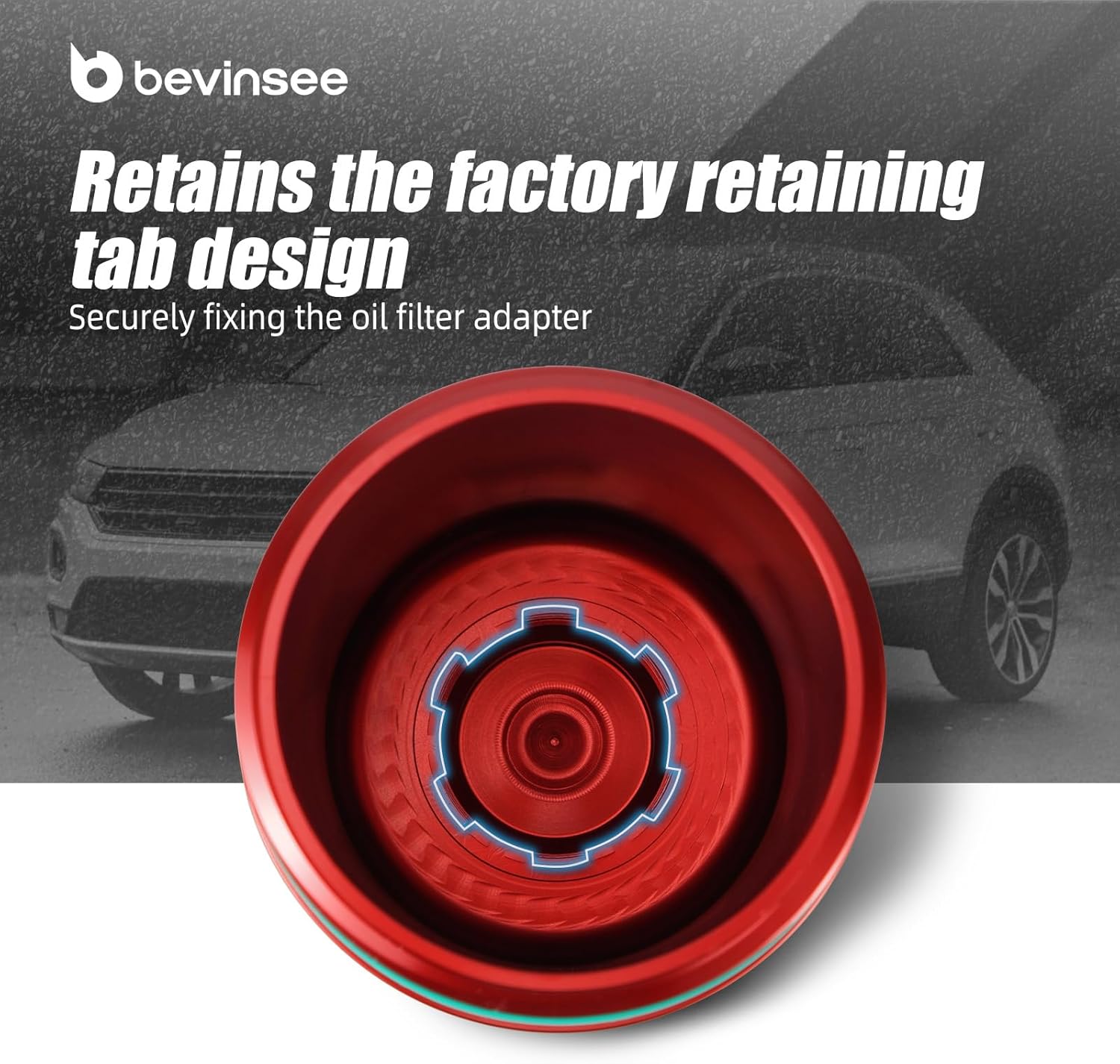 Bevinsee Oil Filtrar Housing Cover Cap Compatible with A3 S3 TT Compatible with VW EA888 Gen3/4 2.0T Engine Replace 06L115408 06L115401B Aluminum Red