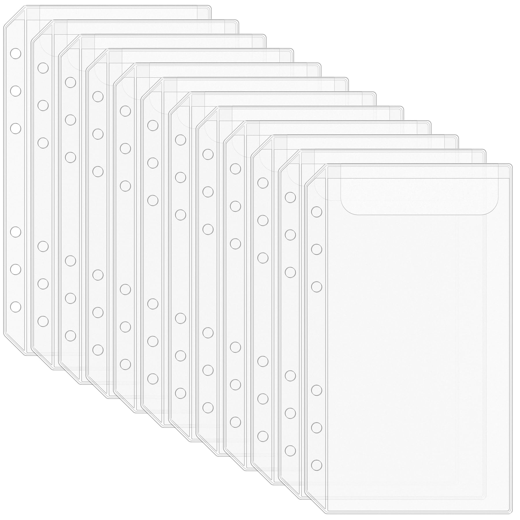 Antner 12PCS A6 Binder Pockets 6-Hole No Zipper Budget Cash Envelopes for Money Organizer, Zipless A6 Planner Inserts Cash Stuffing Envelopes Binder Pouches Folders Loose Leaf Filling Document Bags