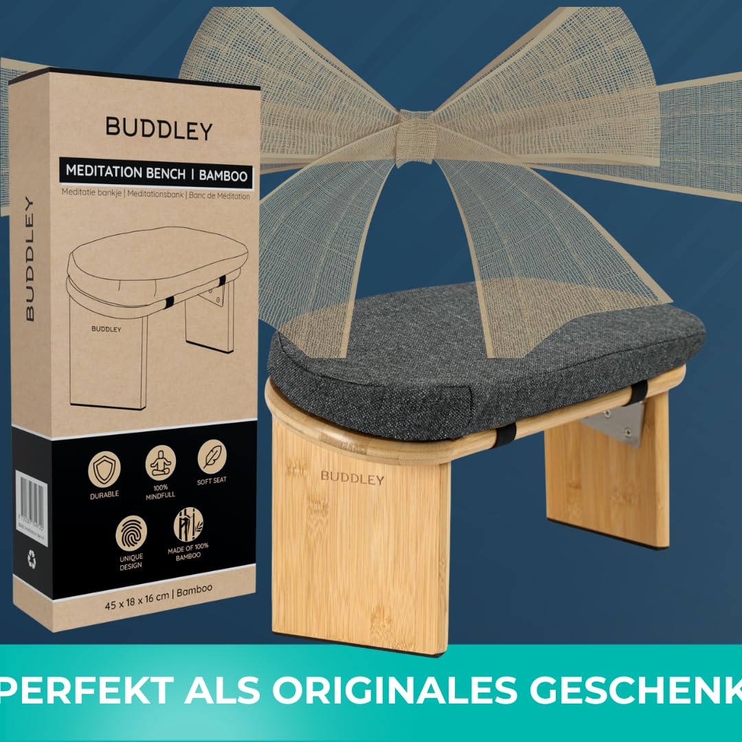 Buddley Banc de méditation pliable - Tabouret de yoga ergonomique avec coussin
