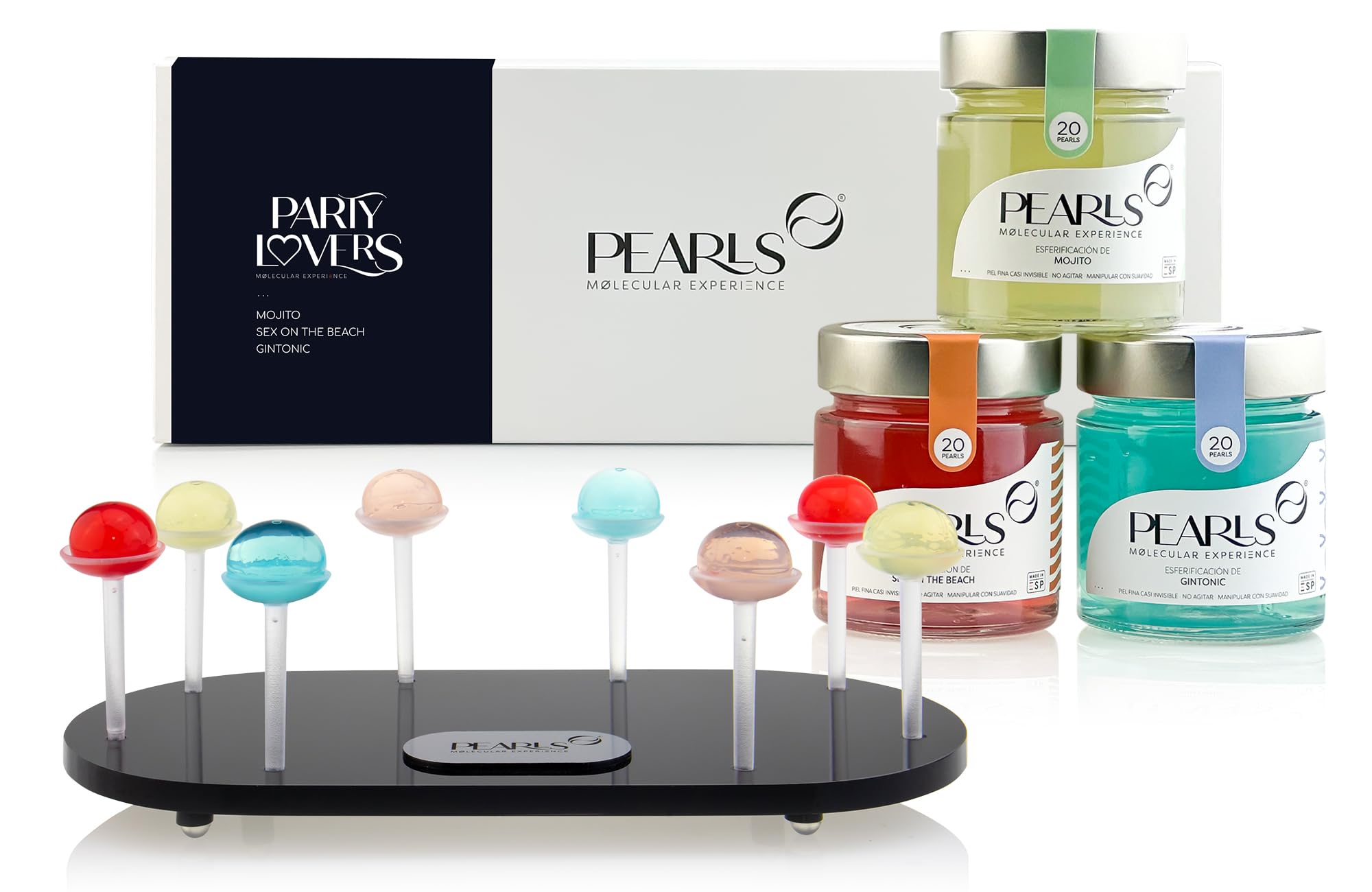 Pearls PARTY LOVERS Premium Box (60 ud.) - Esferificaciones Premium listas para degustar. Descubre la Coctelería Molecular. Una explosión de sabor y sensaciones. Productos Gourmet.