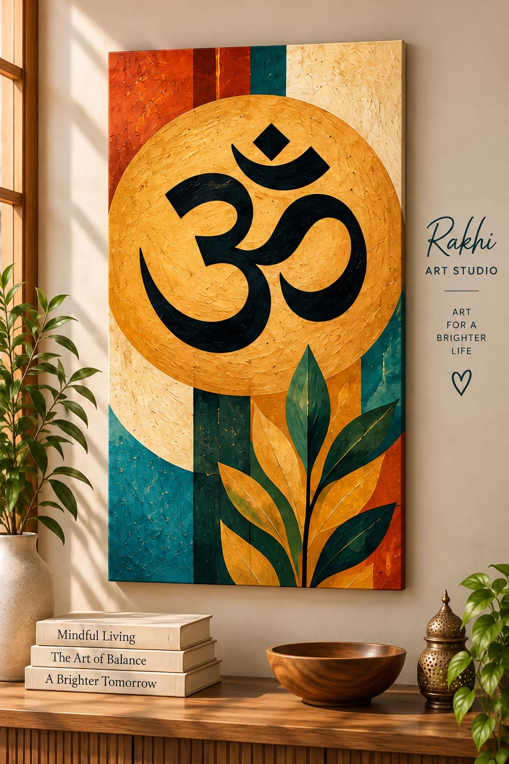 Om Symbol Acrylic Hand-painted Canvas | A4 & A5 Sizes, Textured Brushstrokes, Hand-signed-picture-40