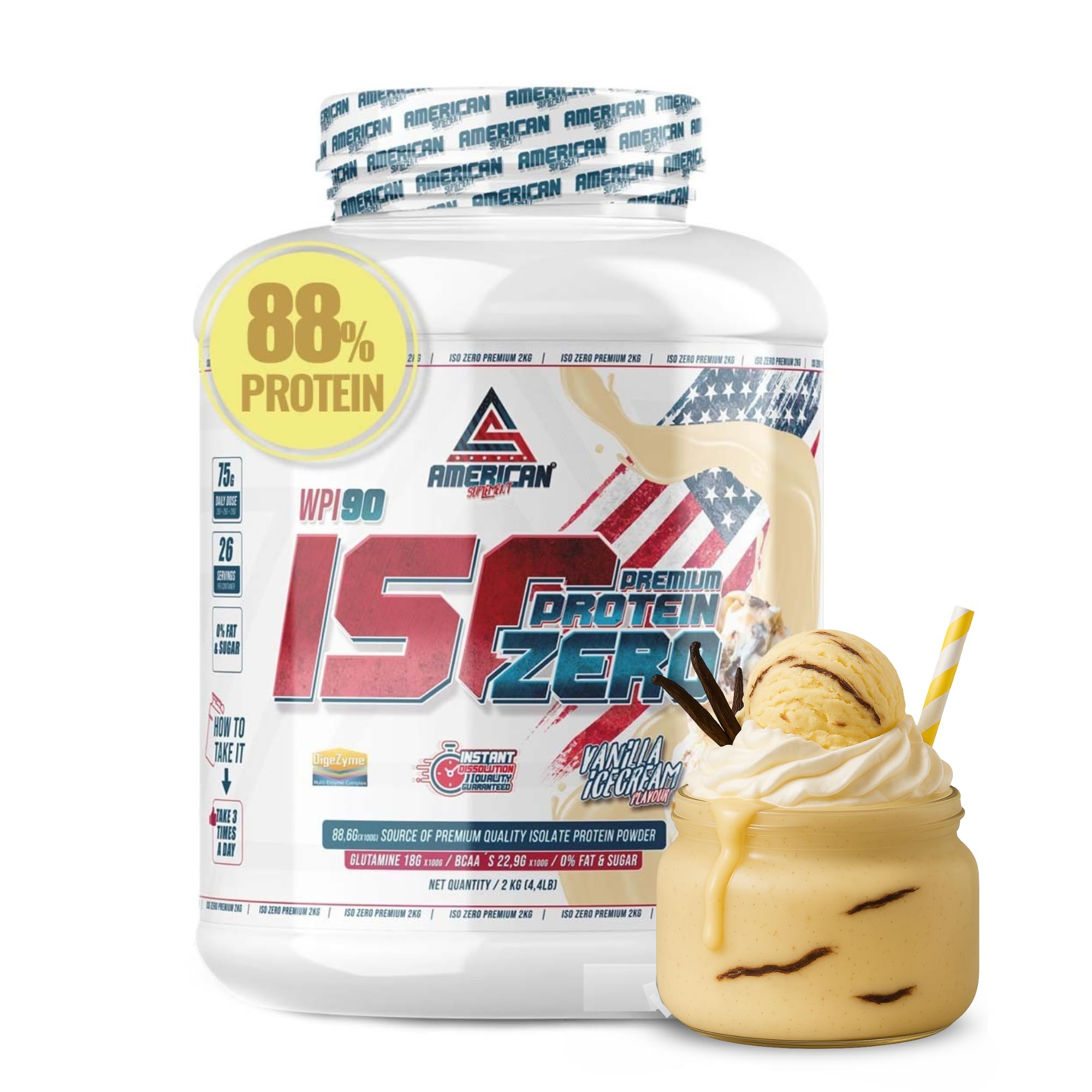 Proteina Isolada Zero 2kg | 0% Azúcares y 0% Grasa | Proteina Whey Isolate | Iso Whey Zero | Proteinas Isolate | Aumenta Músculo Sin Grasa | Bajo en Carbohidratos | Vainilla