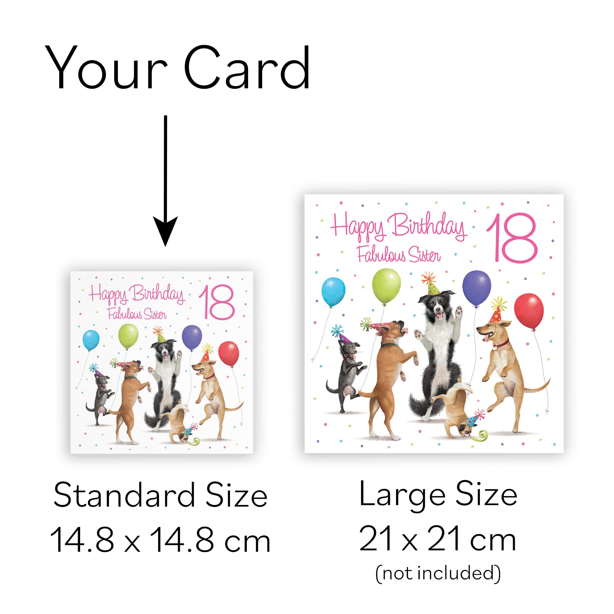 Hunts England 18th Sister Birthday Card - Dancing Dogs - Fabulous Sister - Age 18 - Women's 18th Birthday Card - Milo's Gallery - Funny — view 6