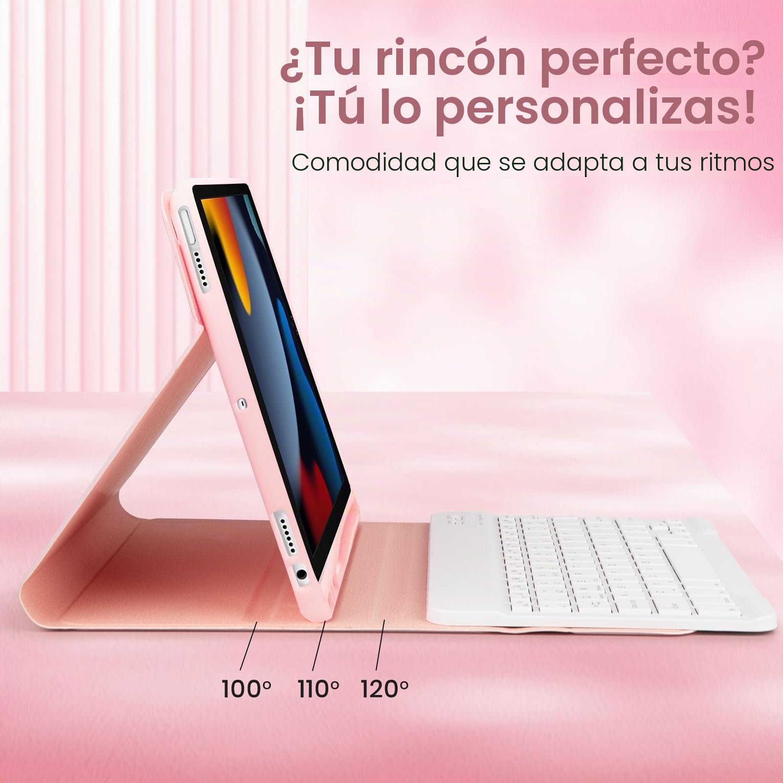 Funda con Teclado para iPad 10.2" 9ª/8ª/7ª Generación, iPad Air 3 y Pro 10.5 - Teclado Bluetooth Magnético Desmontable con Layout Español Ñ (Rosa 1)