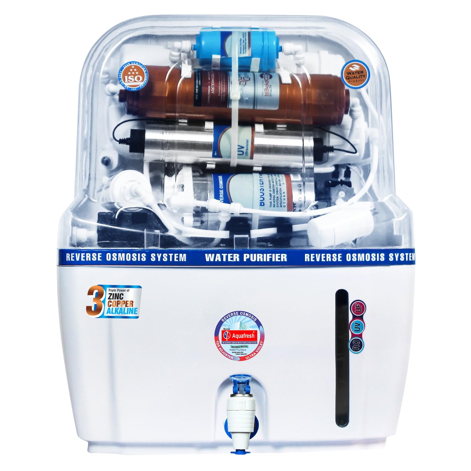 ROYAL AQUAFRESH Copper Swift 15L RO+UV+TDS+ 14 Layer Electric Water Purifier Active Copper Fully Automatic RO Water Purifier Wall Mountable For Home and Office (1 Year Warranty On Motor & SMPS)-image-22