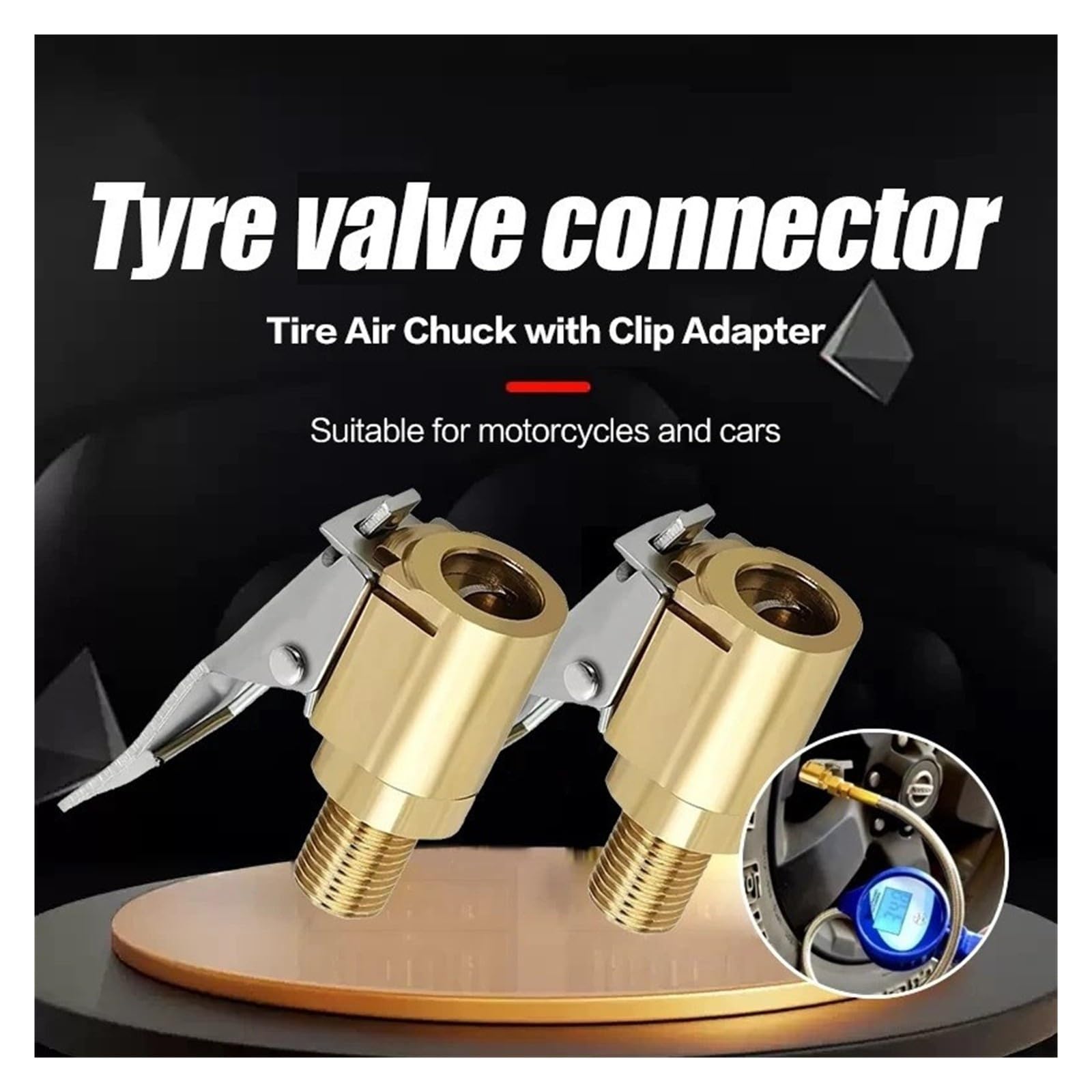 Inflation Pump Adapter Threaded Air Nozzle Quick Conversion Clip Type(A)