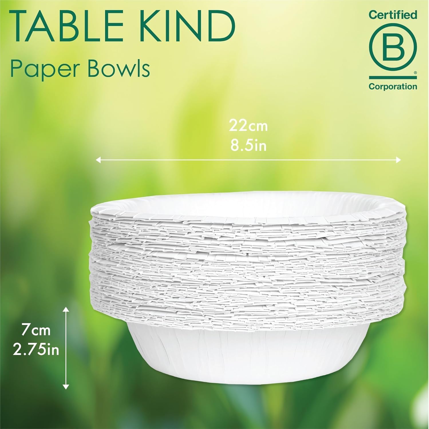 Talking Tables Table Kind 50 x Bulk Pack White Paper Bowls Eco-Friendly Disposable Bowls for Camping Catering Salad Dessert Cereal Recyclable Birthday Party Supplies Home Compostable Made in EU 23CM