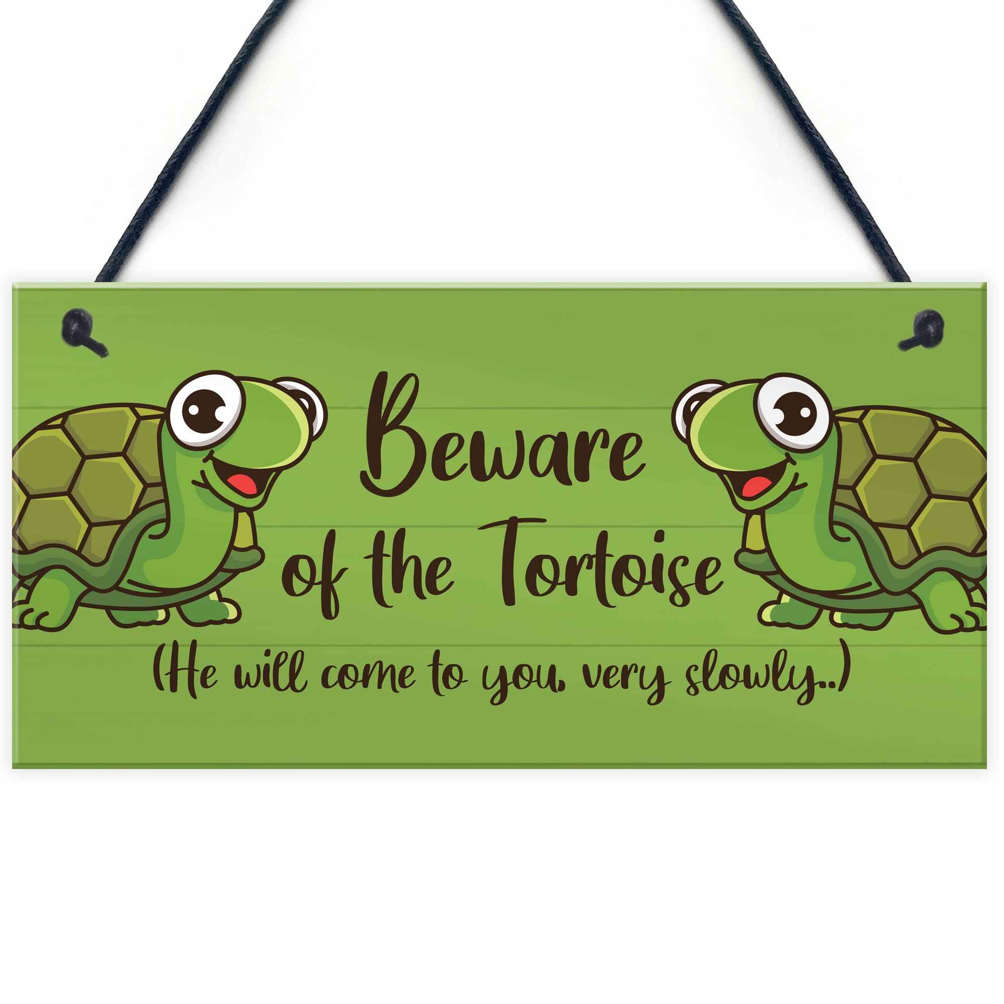 Beware Of The Tortoise Sign Hanging Wall Plaque Funny Pet Gift Turtle Sign Gift