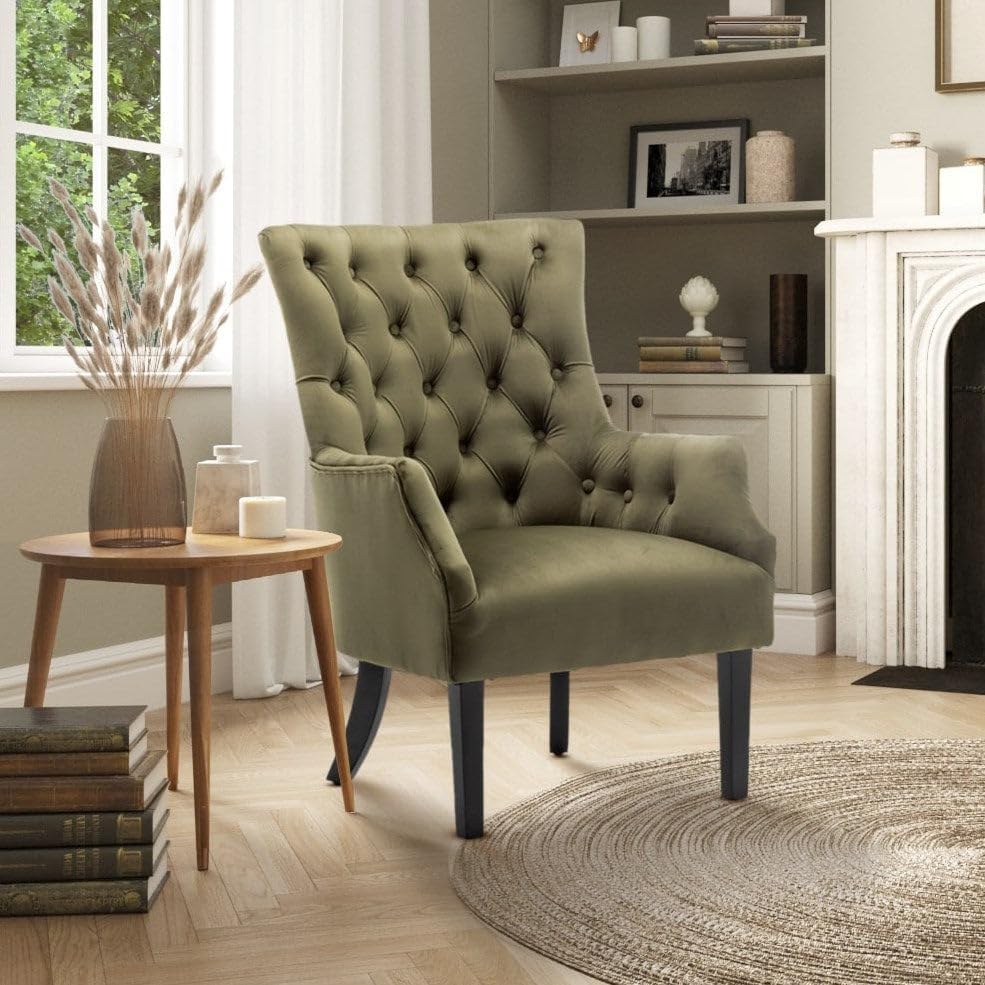 Gabriella Sage Green Velvet Accent Chair in Durable Fabric for Living