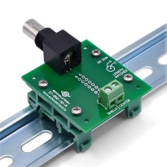 BNC 50 Ohm Screw Terminal Breakout Board with DIN Rail Clips 50 Ohm - DIN Clips