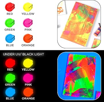 BLUEBIRD Studio Acrylic Paints, Neon Colors, 6-Pack 3.4 Fl Oz each, Basic Acrylic Paint For DIY Crafts & Beginner Artists