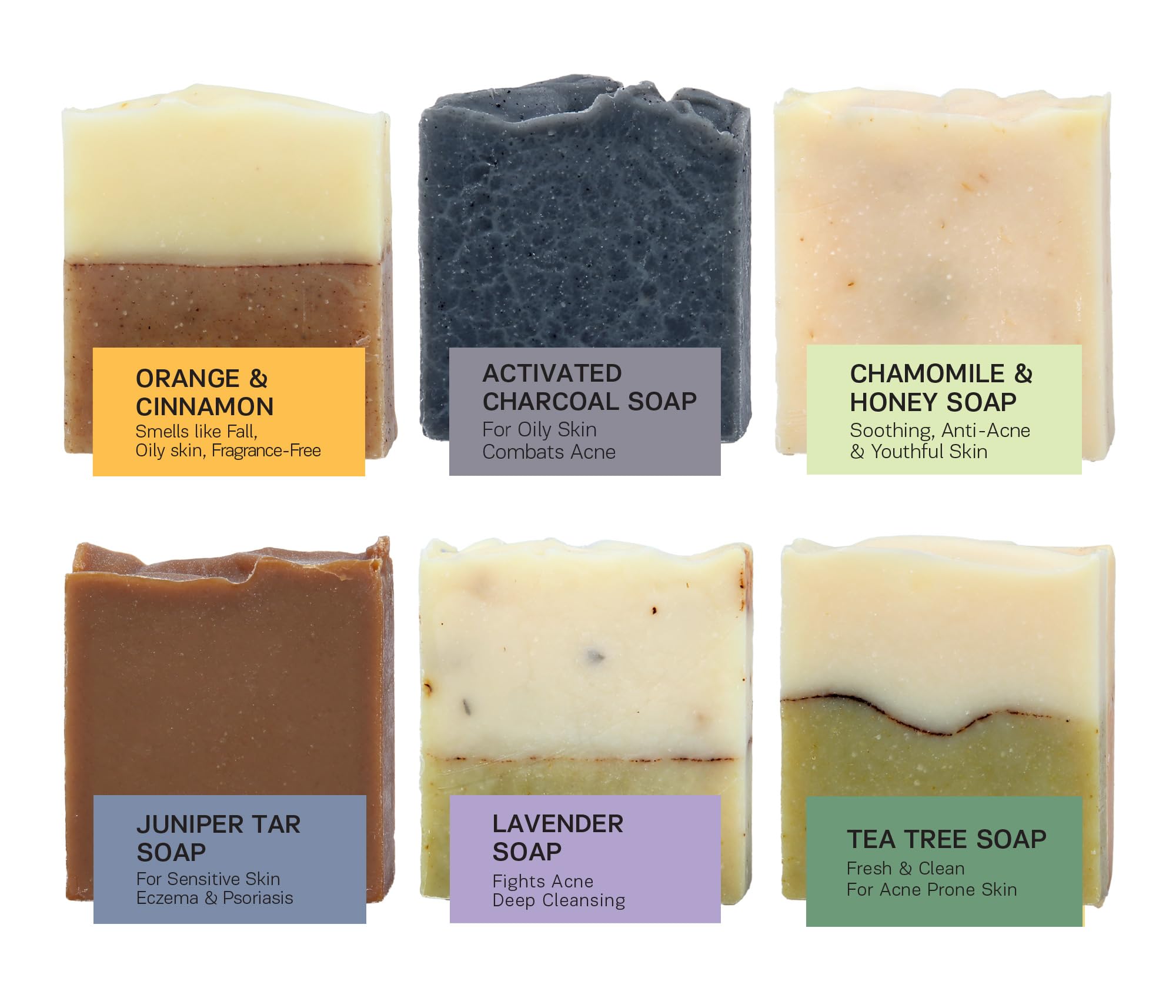 AUTHENTIC BATH & SOAPBar Soap Set for Oily Skin - Natural, Cold Processed, Gentle Cleanser, Oil Control, Fights Odor, for Men & Women, Cruelty Free, SLS & Paraben Free. (Pack of 6) 120 gr Each