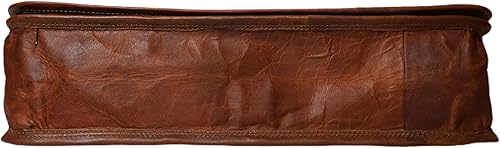 Miniatura 5 de Bolso de cuero con solapa para ordenador portátil con compartimento acolchado y espalda redonda, Marrón desteñido