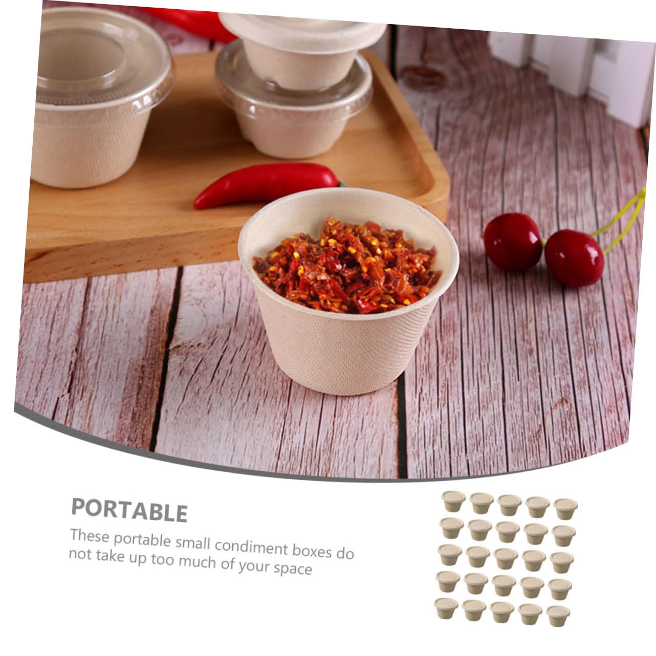 Cabilock Tazas De Salsa Biodegradables Con Tapa Para Condimentos Cajas De Apetitosas Y Salsas De Onzas Envase De Pulpa Para Uso Restaurantes Picnics Y Campings 50 Piezas X 5