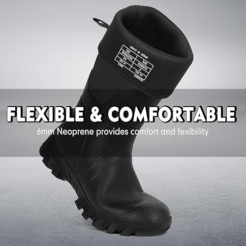 Miniatura 5 de Kalkal Botas de goma para hombres, de neopreno de 0.236 pulgadas, impermeables, antideslizantes, aisladas, botas de trabajo de goma para caza de