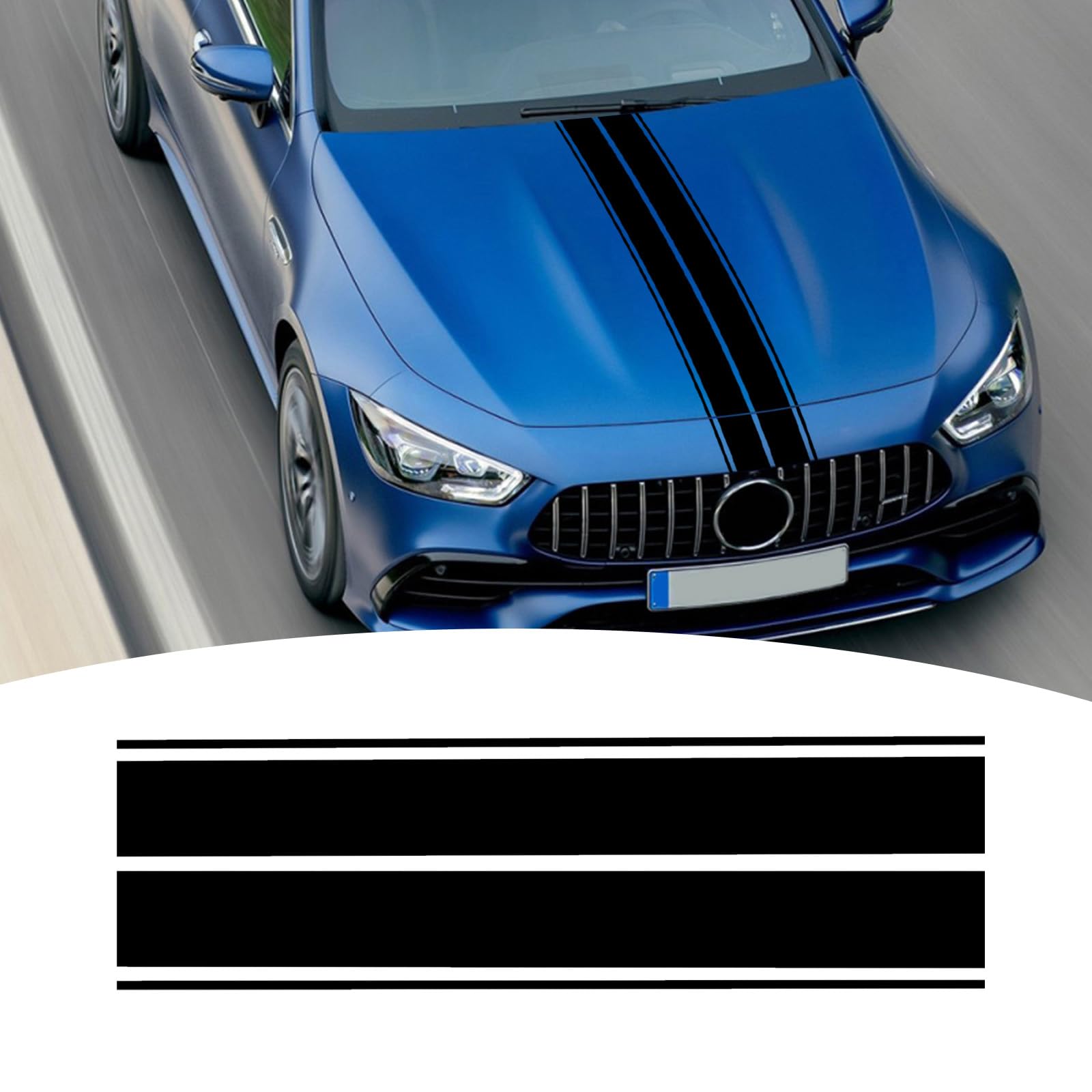 Bilisin Universal Car Hood Decals Modification Vinyl Car Sport Racing Stripes Graphic Body Sticker Exterior Accessories Decoration for All Car Truck SUV Off-Road Vehicles（Black）