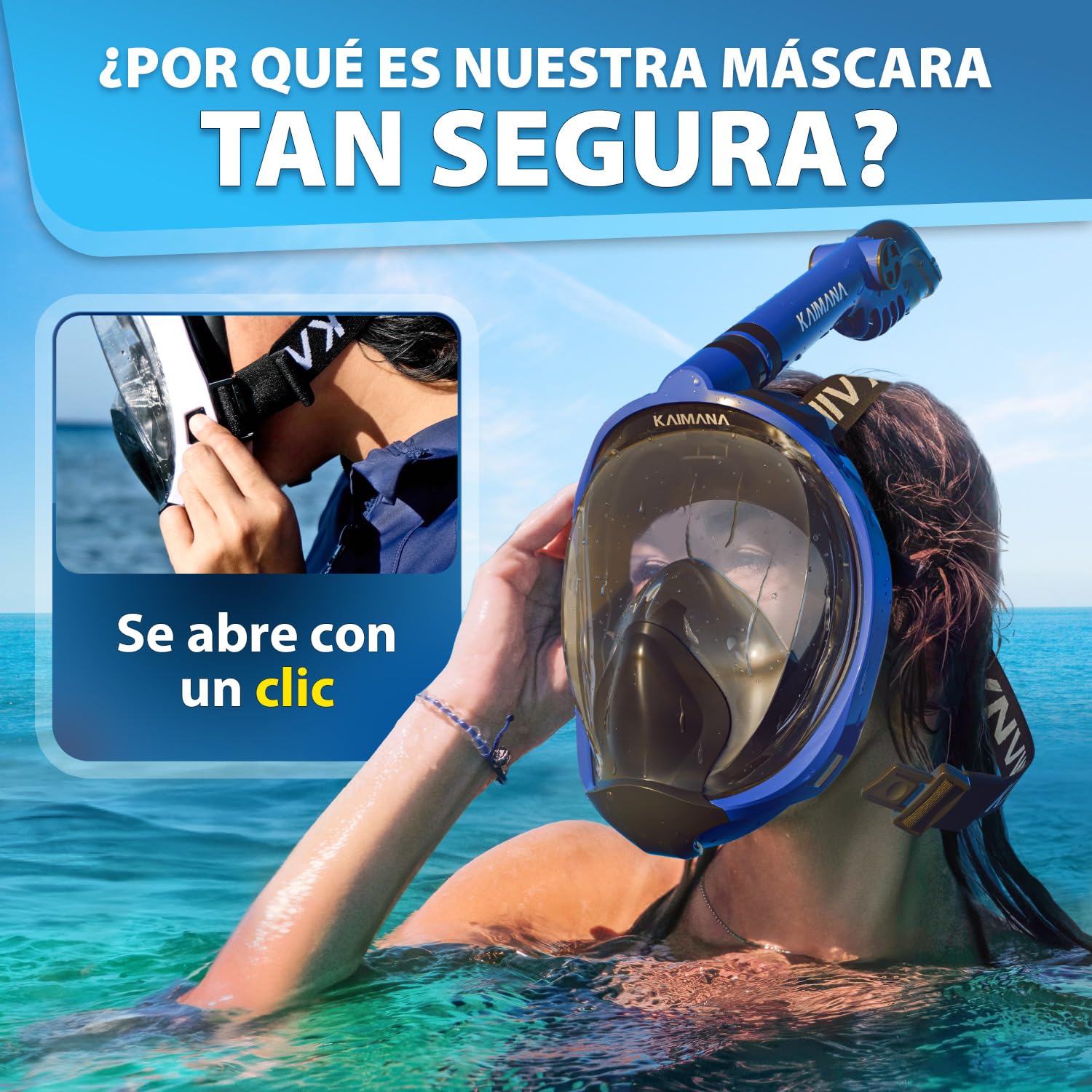 La galardonada máscara de Buceo KAIMANA® para Adultos y niños —Totalmente Apta para CO₂— Incluye un Estuche de Transporte — para Adultos— máscara de Buceo Integral