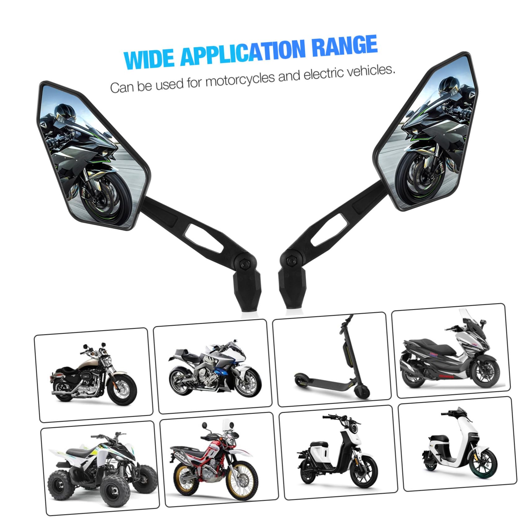 Rétroviseurs pour Moto Réglables sur Guidon Design Polygonal Miroir Clair