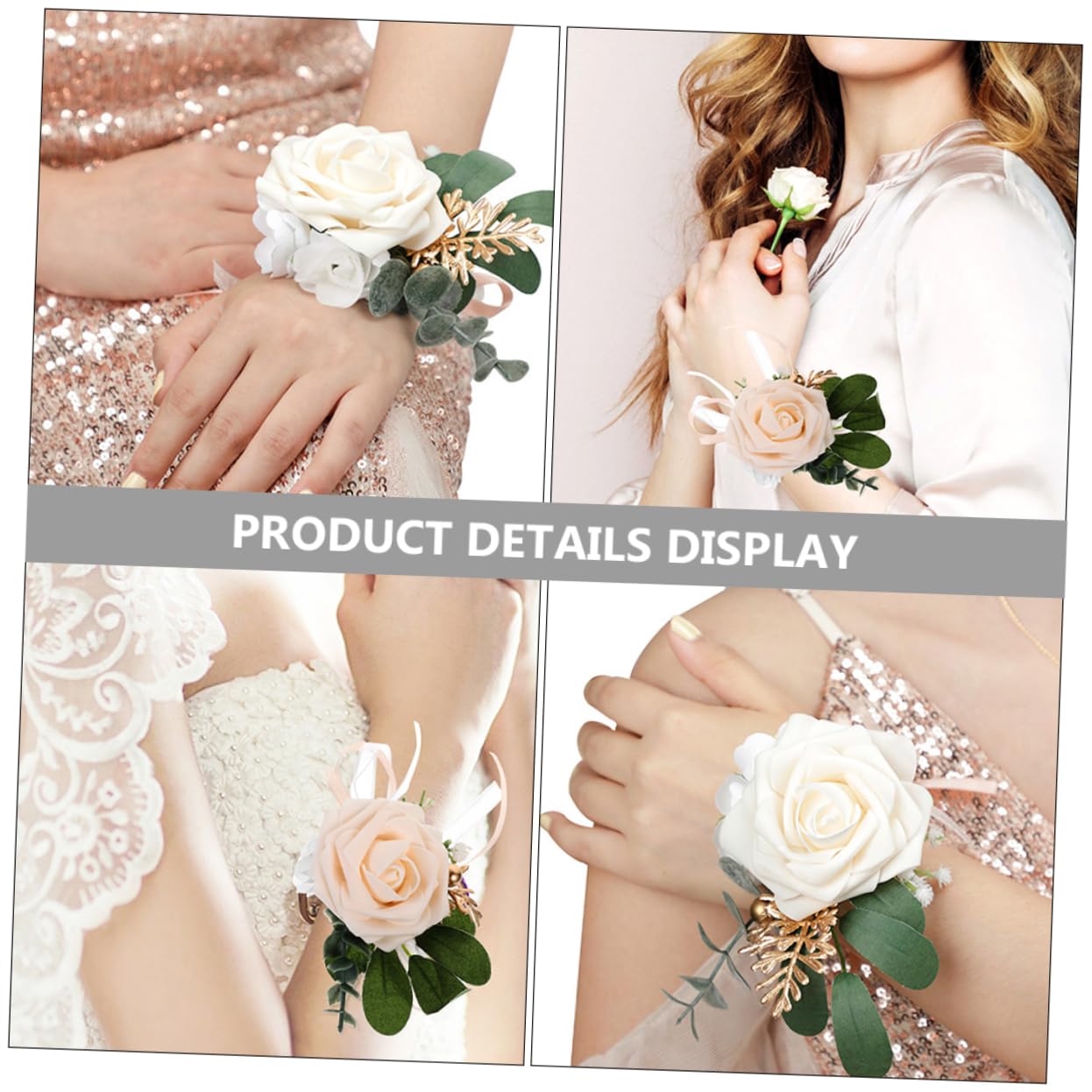 20pezzi Bracciale Corsage Da Sposa Da Elegante Decorazione Per Polso Con Fiori Setosa e Nastro Accessorio Per Matrimonio e Cerimonie Per Sposa e Damigelle