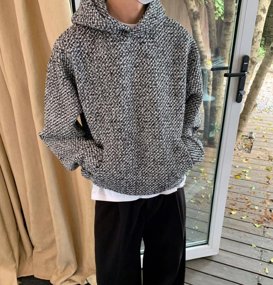 Men's Y2K Texture Hoodies Knitted Harajuku Casual Sweatshirt Oversize Trendy Vintage Hoodies With Pocket3