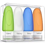Dot&Dot Leak Proof Travel Bottles for Toiletries - 4 Pack Silicone Toiletry Containers - Shampoo and Conditioner Bottles With TSA Quart Bag - 2 oz Size